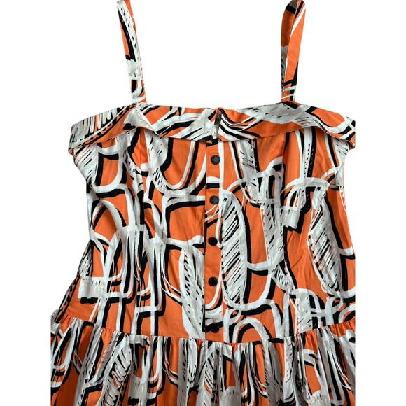 Karl Lagerfeld Paris Sleeveless Printed Square Neck Midi Dress Orange Size 12 - Picture 13 of 15